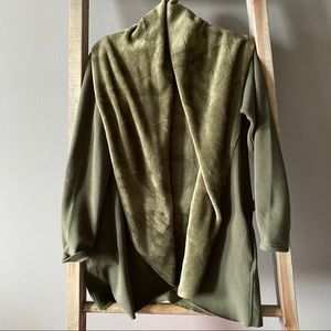 Cozy Faux Fur Lined Green Cardigan
